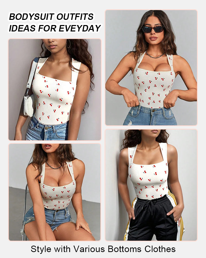 Square Neck Sleeveless Bodysuits