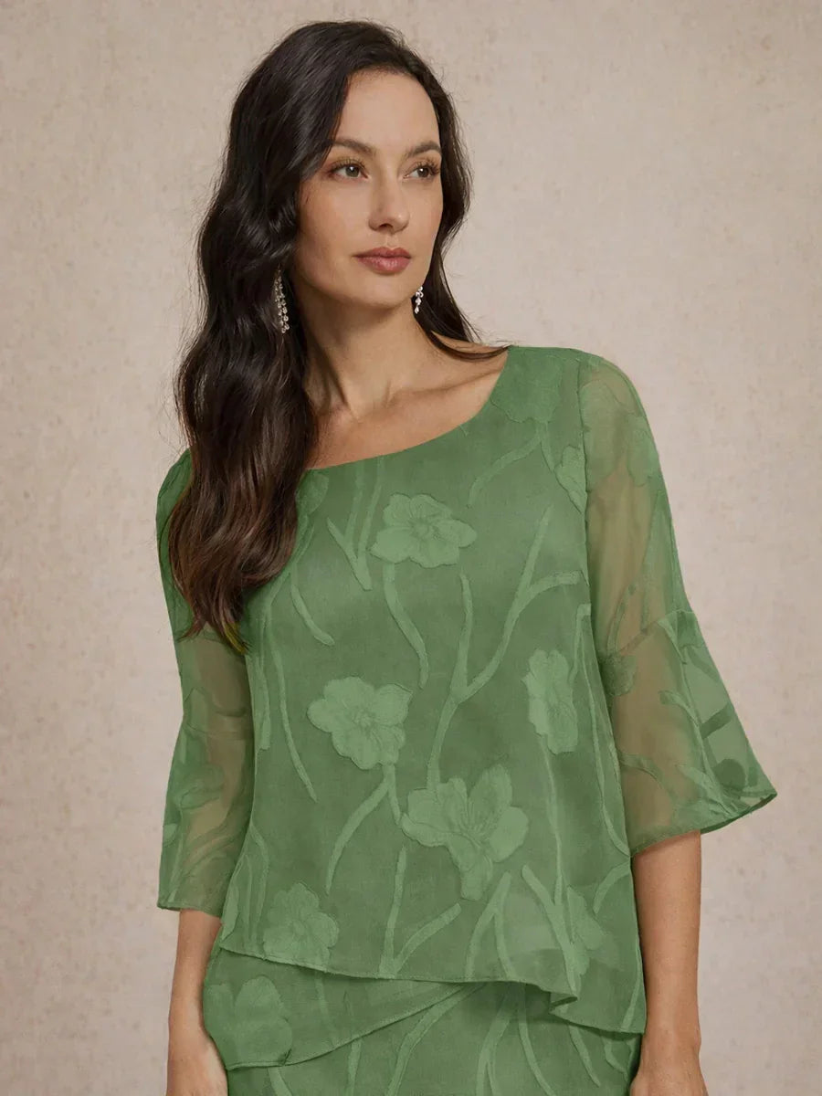 Elegante chiffon blouse met asymmetrische zoom