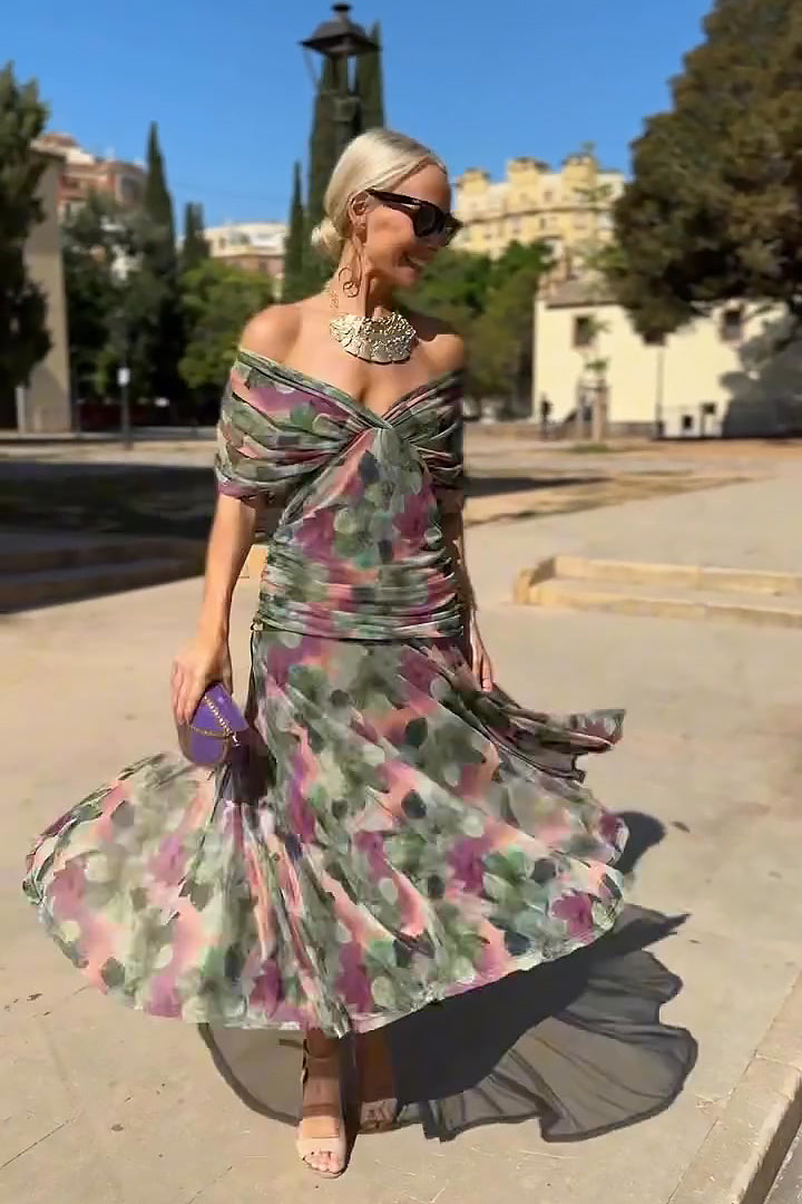 Henrietta™ | Elegant V-Neck Fantasy Floral Maxi Dress