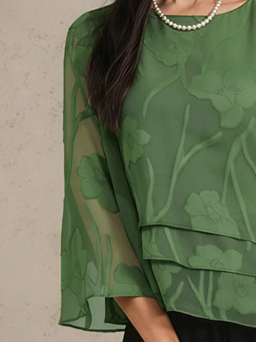 Chiffon Bloemenlaagjes Blouse