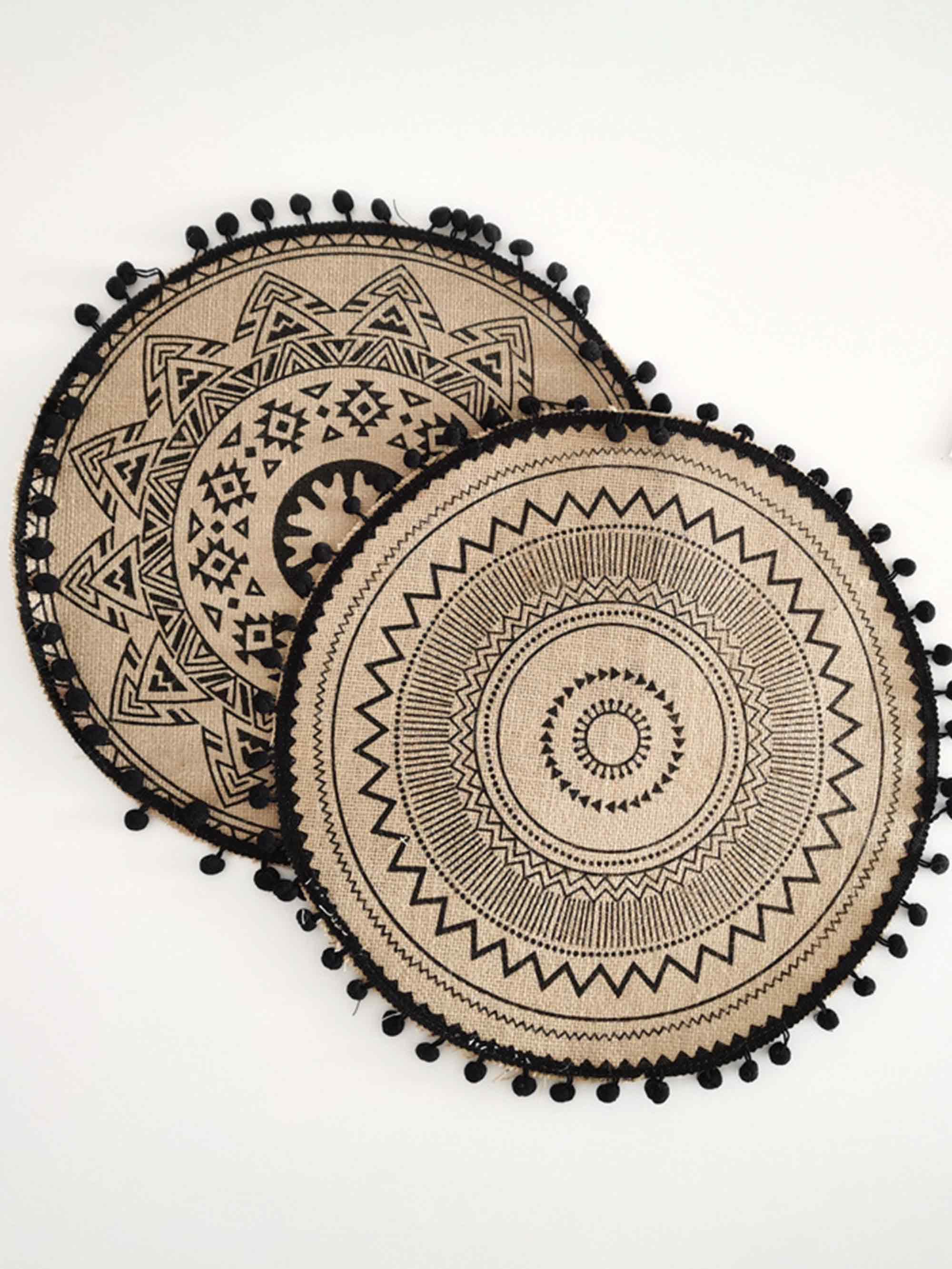 Nordic Woven Jute Placemat Round Fringe Decorative Heat-Resistant Mat