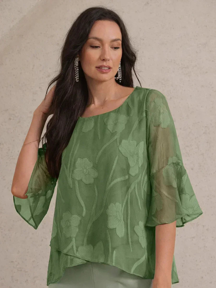 Feestelijke Chiffonblouse Met Asymmetrische Zoom
