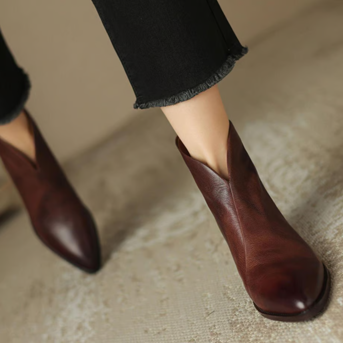 Carmelle – Low Heel Luxury Ankle Boots