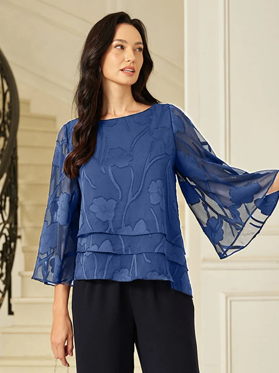 Gelaagde Chiffonblouse met Bloemen