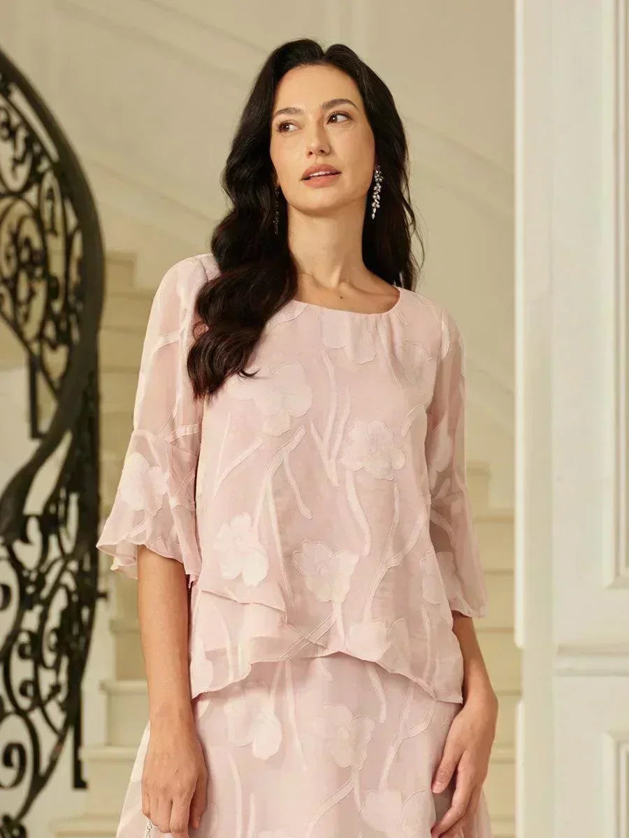 Elegante Chiffonblouse met Asymmetrische Zoom