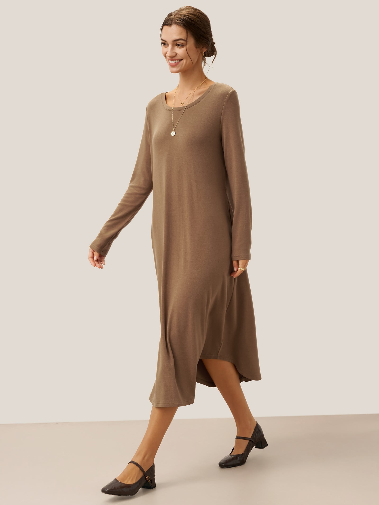 Lenzing Tencel Modal® A-Line Curved Hem Stretch Maxi Dress KAYLA