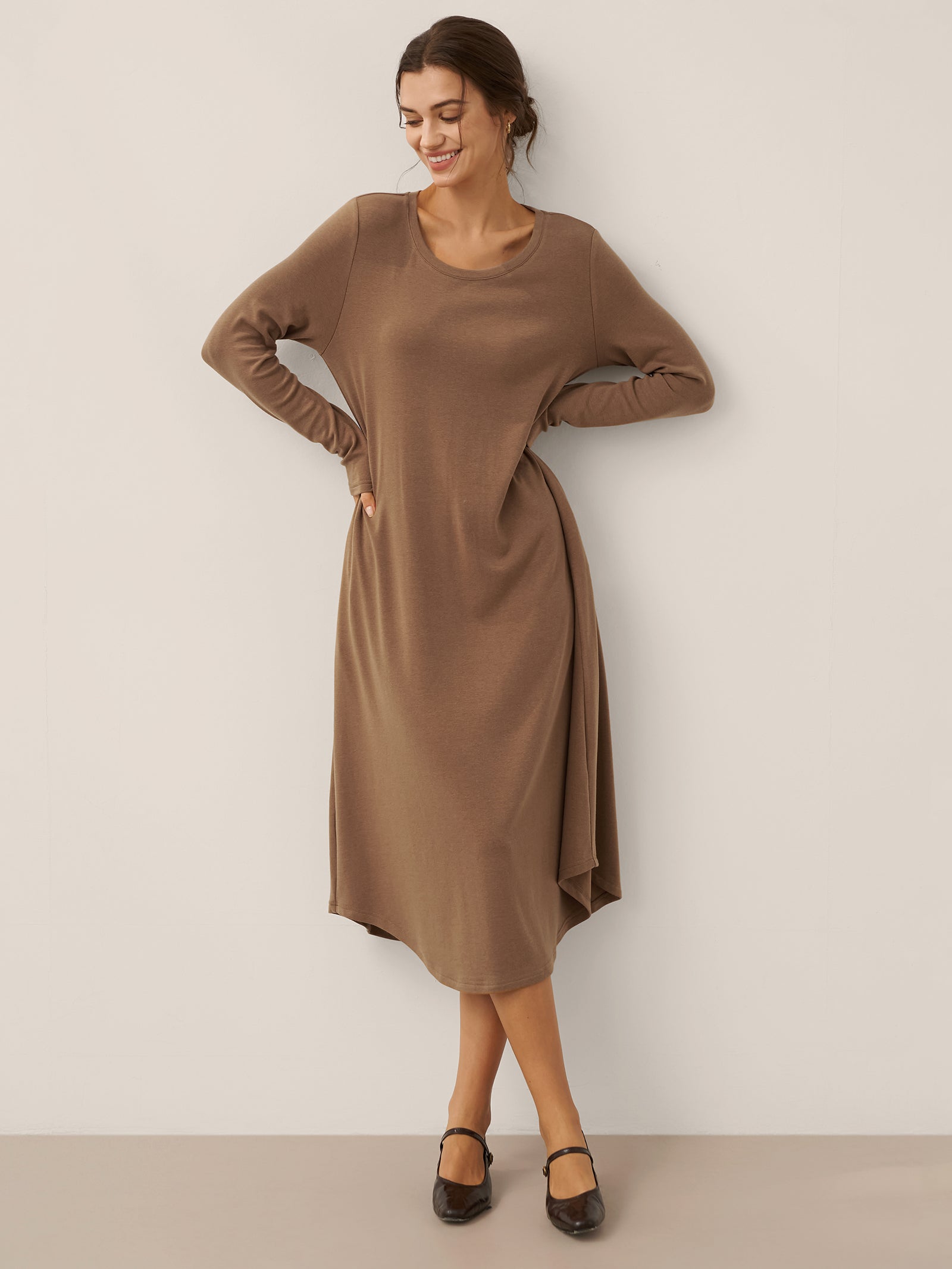 Lenzing Tencel Modal® A-Line Curved Hem Stretch Maxi Dress KAYLA
