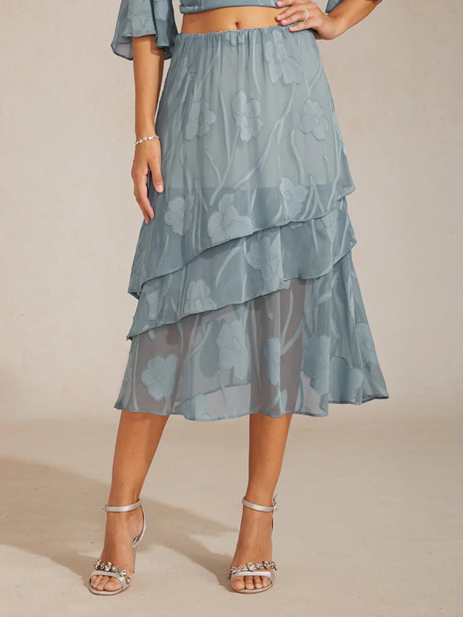 Gebloemde Chiffon Midi-Rok