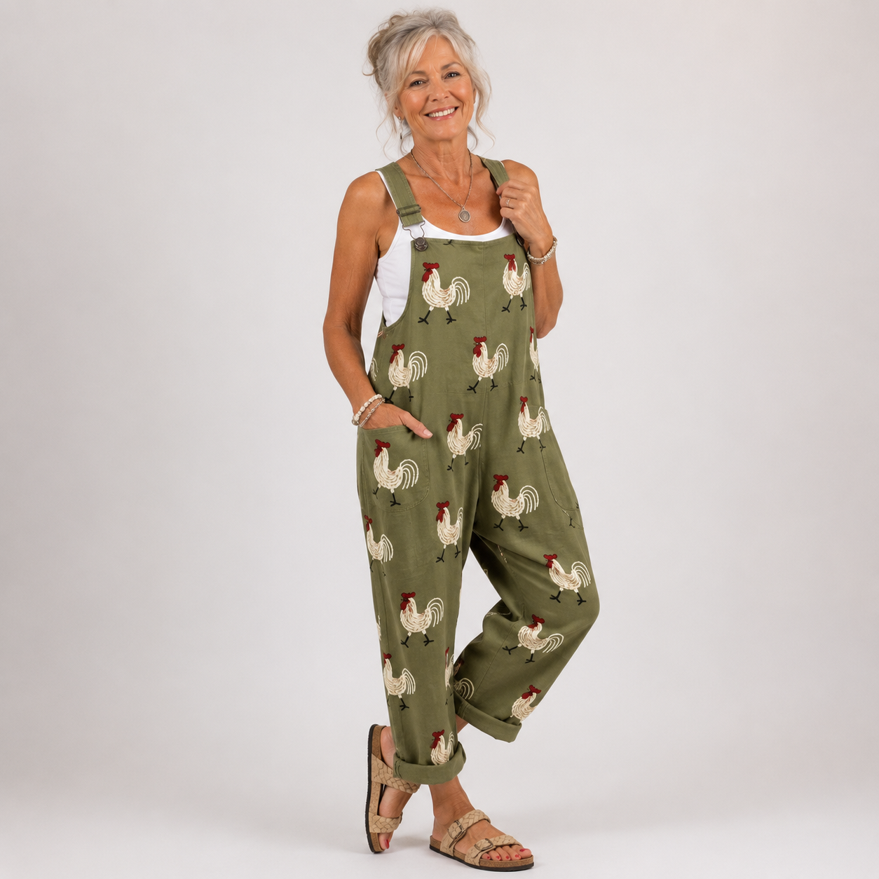 Comfortable Printed Overalls