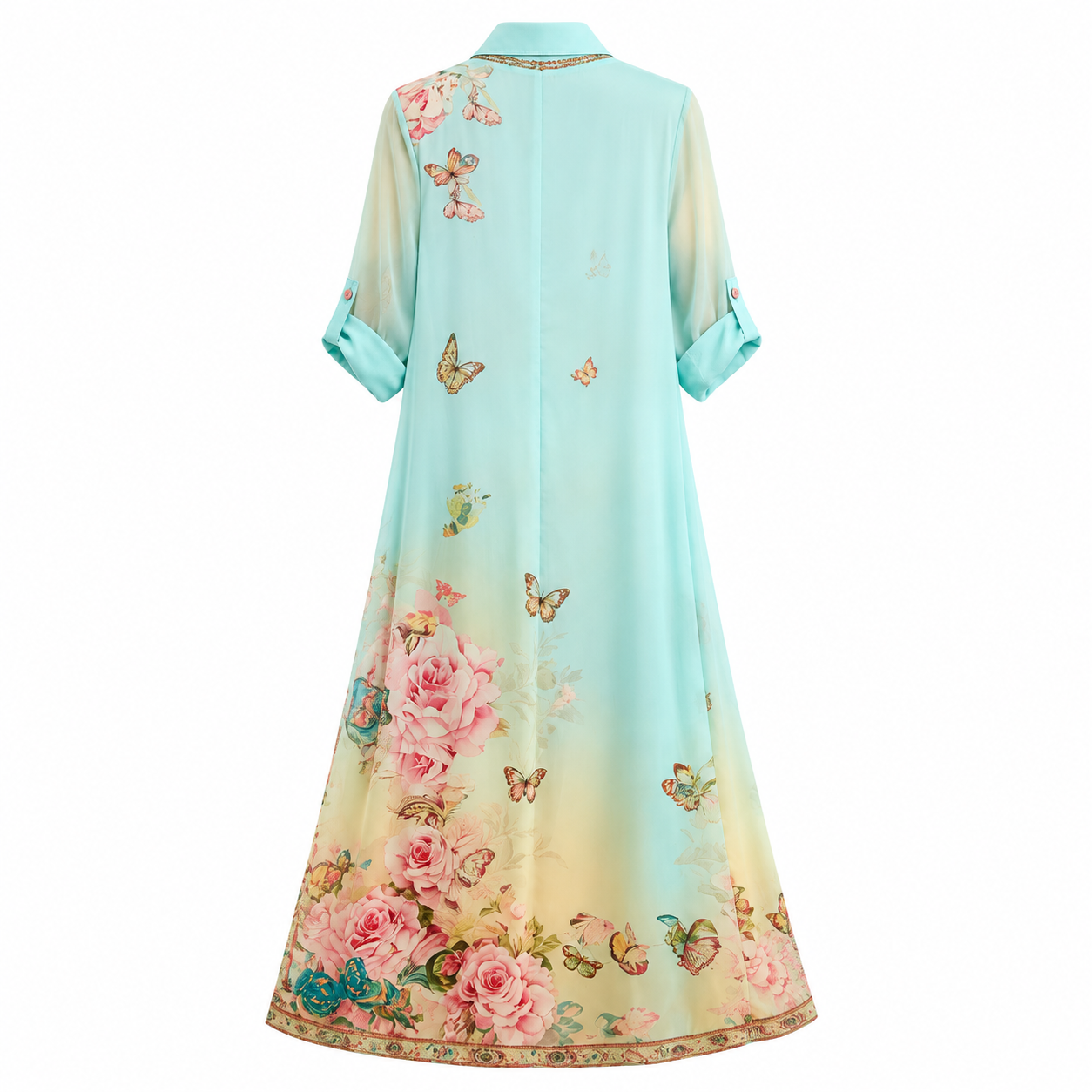 Baroque Floral Chiffon Maxi Dress