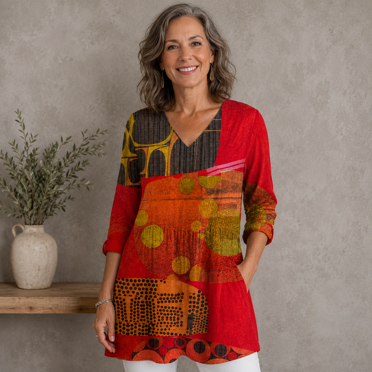 Lucie | Long Blouse with V-Neck