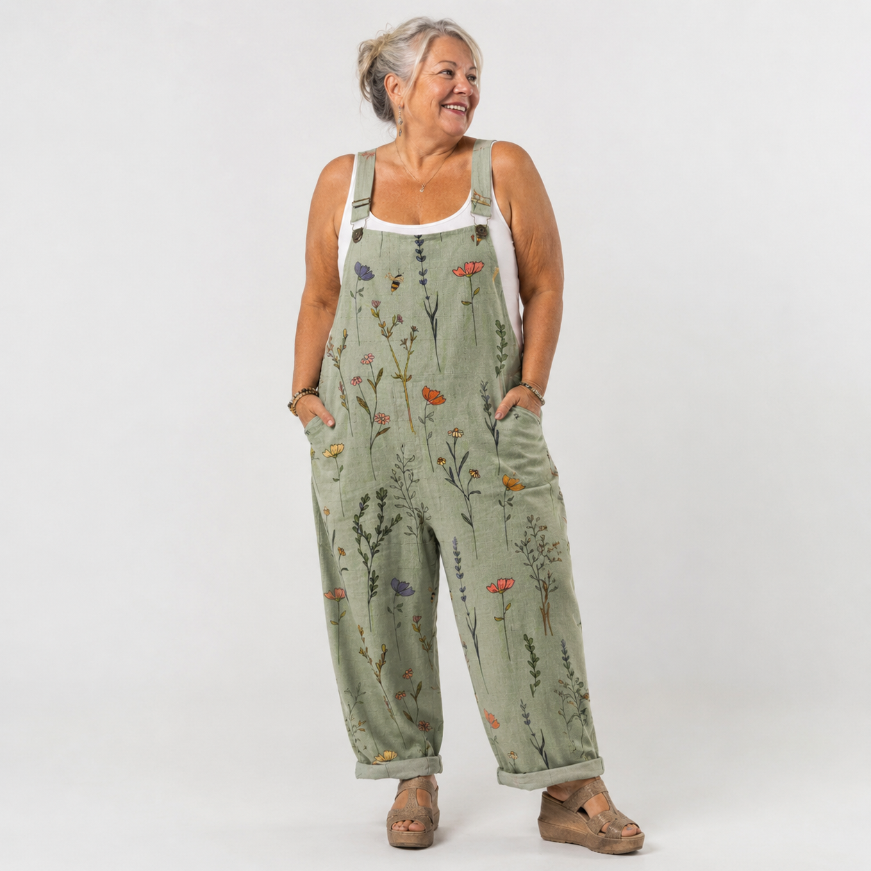 Comfortable Printed Overalls