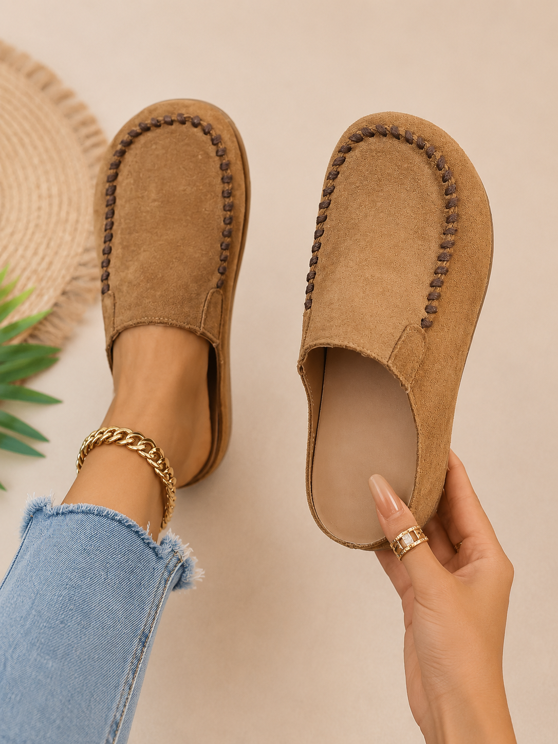 Arabella – Mules orthopédiques en cuir vintage