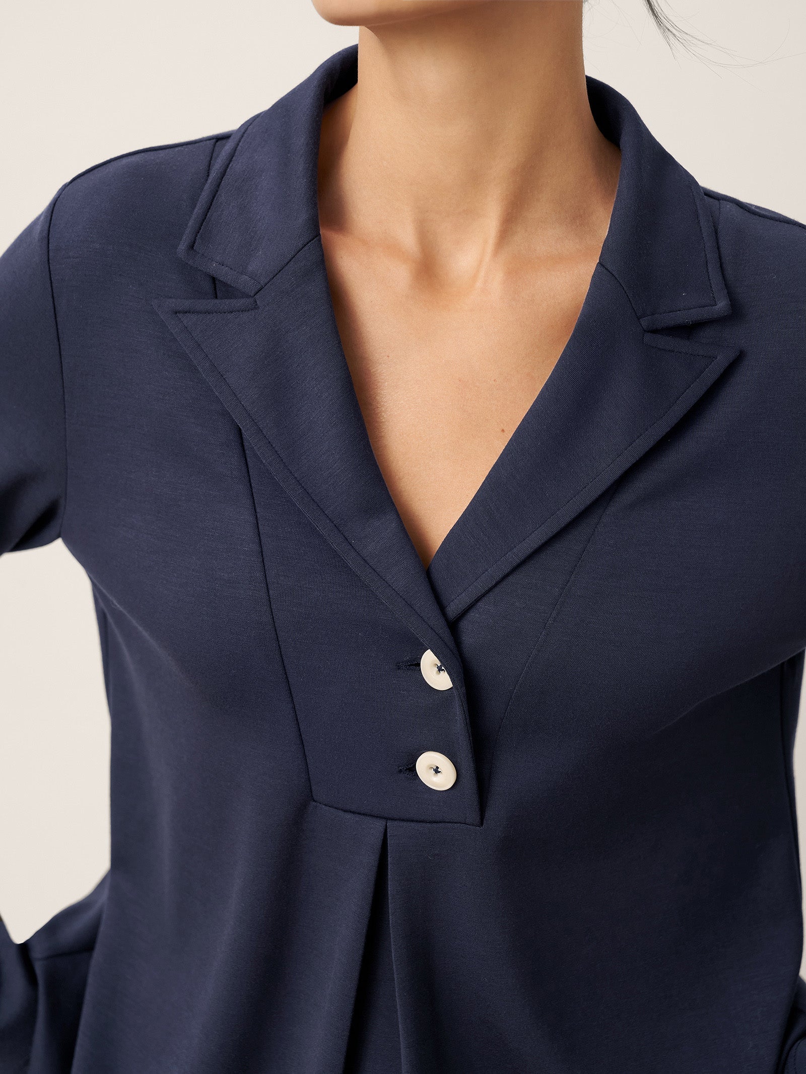 Notched Pleat Long Sleeve Top JUNE