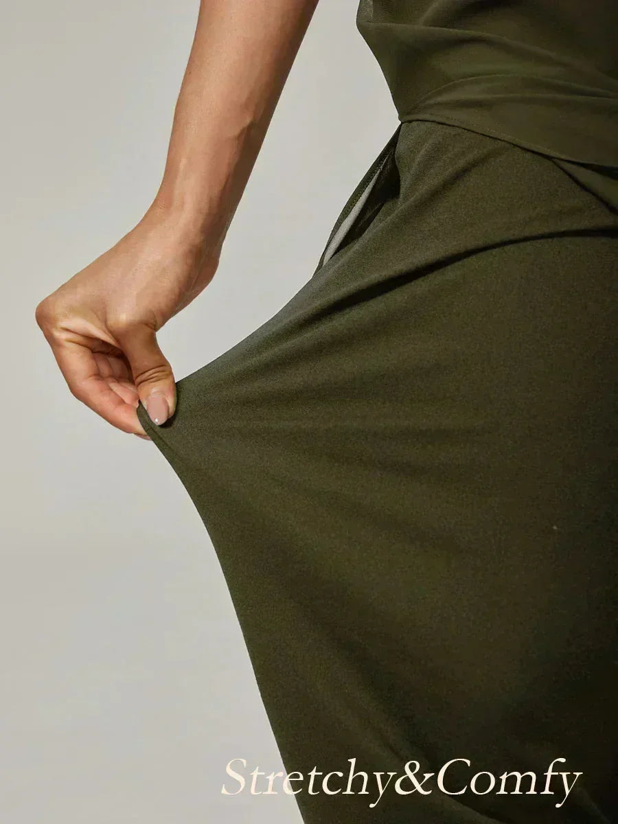 Cropped Broek Met Rechte Pijp En Chiffon Split-Overlay