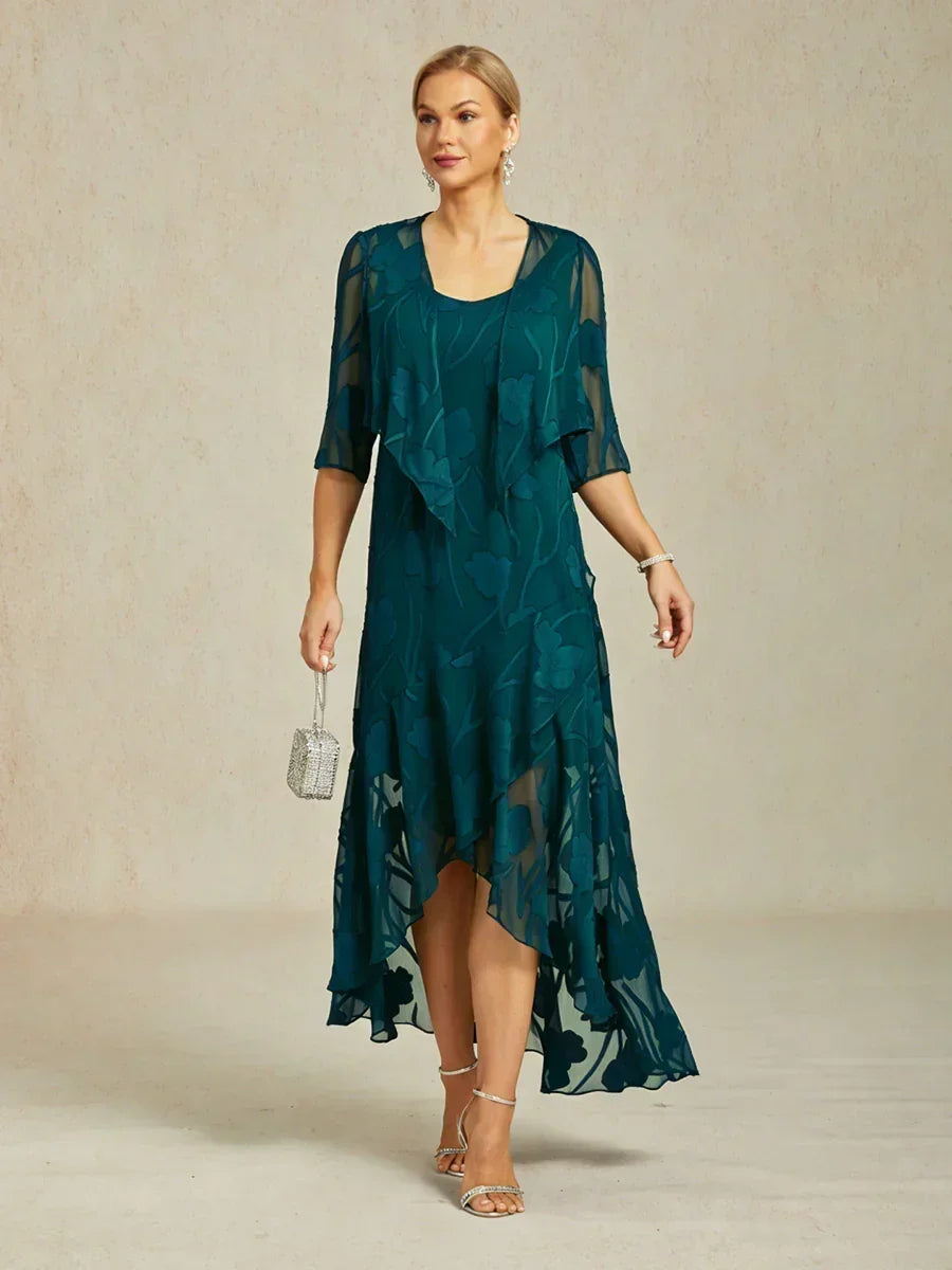 Floral Sheer Chiffon 3/4 Sleeve Shrug