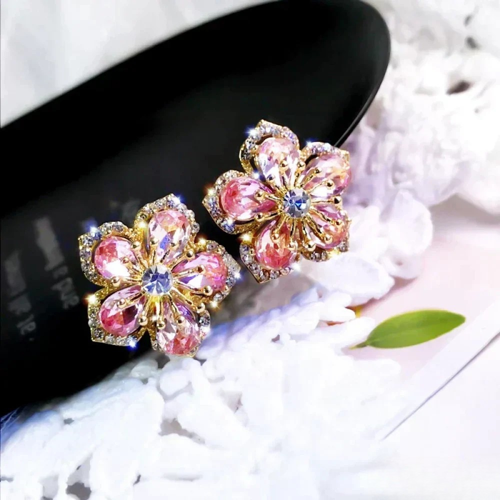 Sterling Silver Earrings with Colorful Zirconia