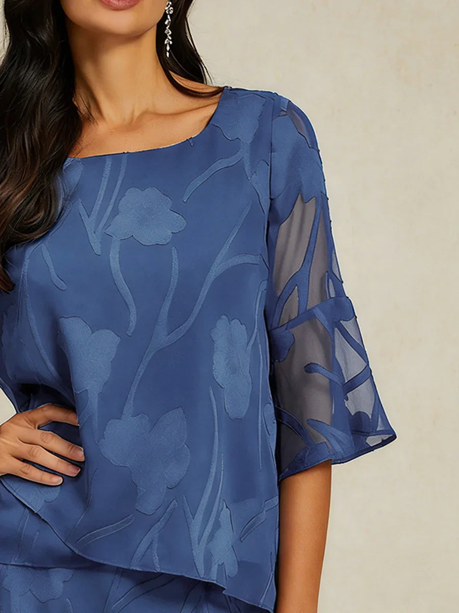 Elegante chiffon blouse met asymmetrische zoom