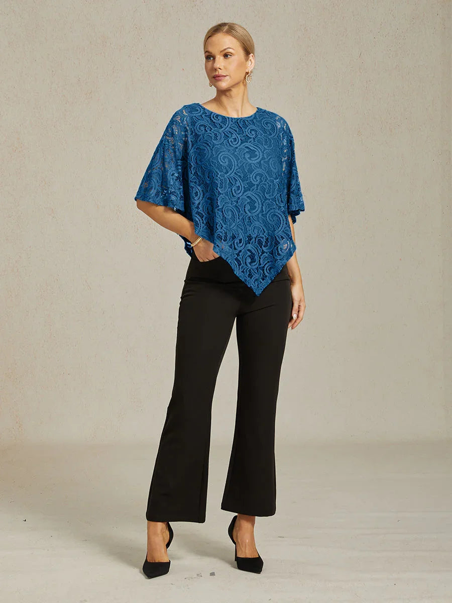 Elegante kanten top met vleermuismouwen