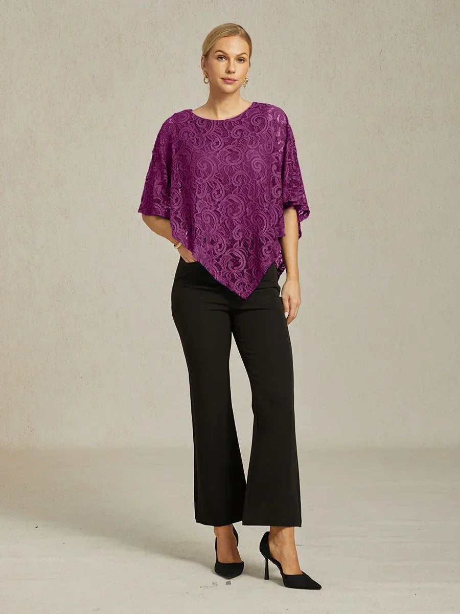 Elegant Lace Batwing Sleeve Top