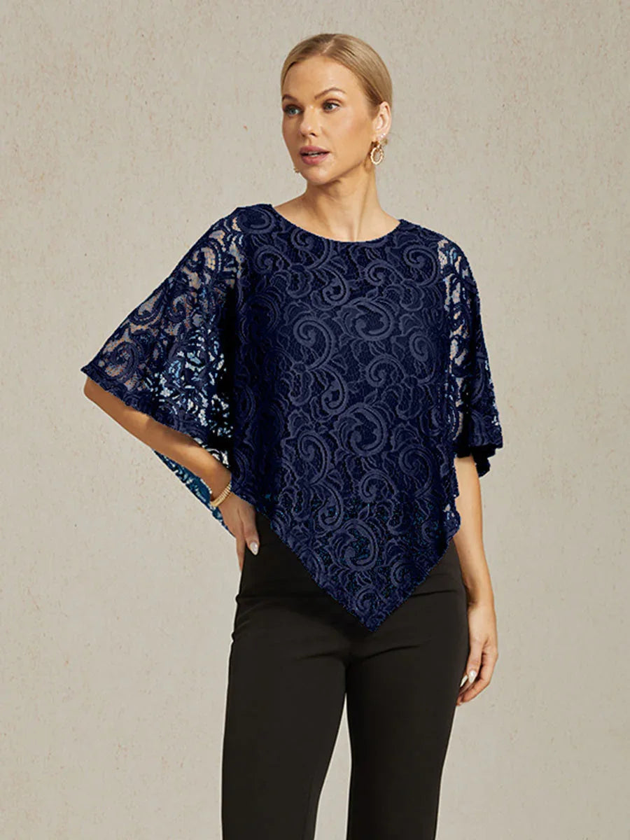 Elegante kanten top met vleermuismouwen