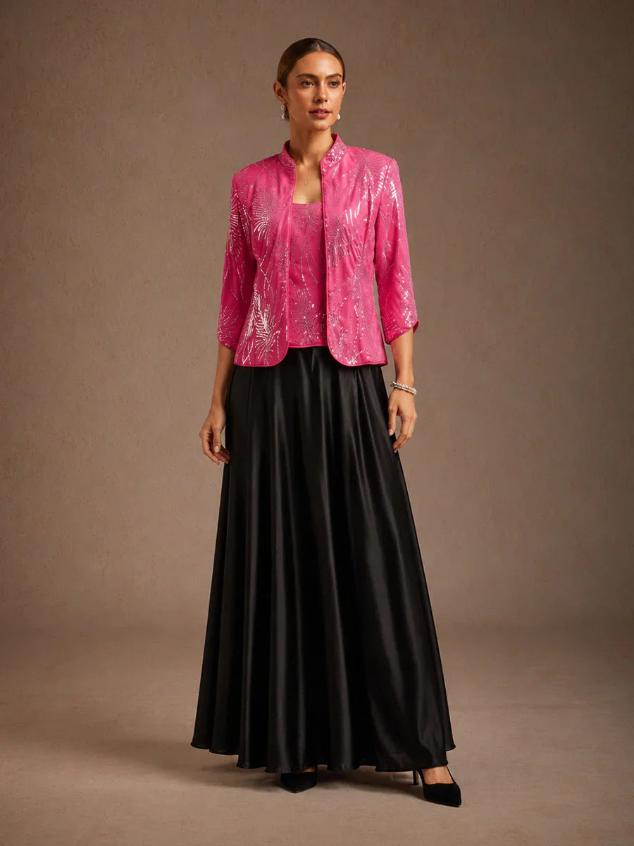 Elegant Mandarijnkraag Pailletten-Twinset