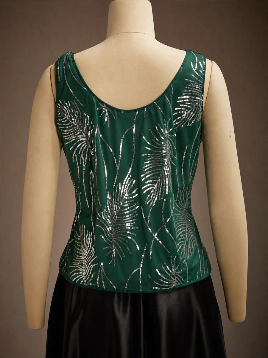 Elegant Twinset Met Mandarijnkraag En Pailletten