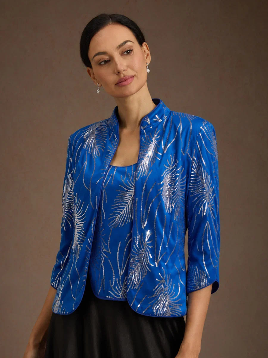 Elegant Mandarijnkraag Pailletten-Twinset
