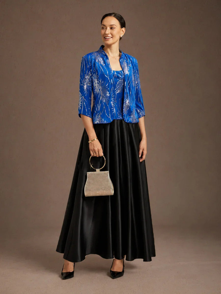 Elegant Twinset Met Mandarijnkraag En Pailletten