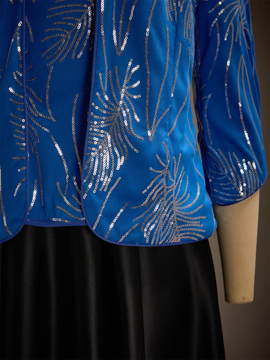 Elegant Twinset Met Mandarijnkraag En Pailletten