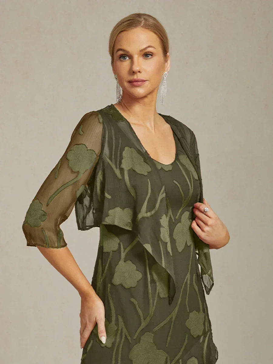 Bloemenprint Doorschijnende Chiffon Bolero Met 3/4-Mouwen