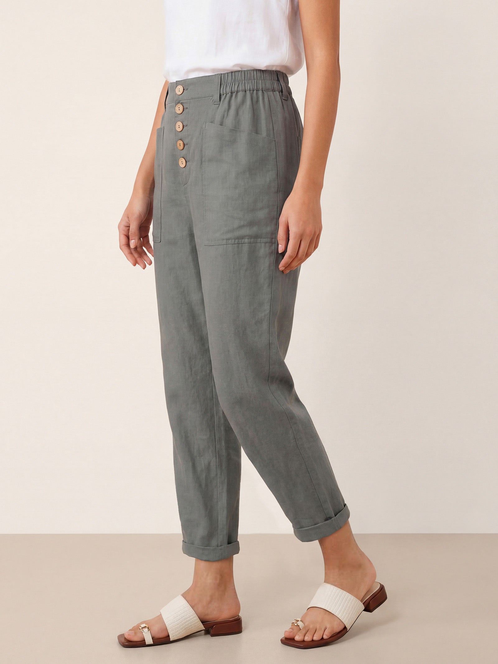 Linen Simple Button Fly Trousers HEIDI