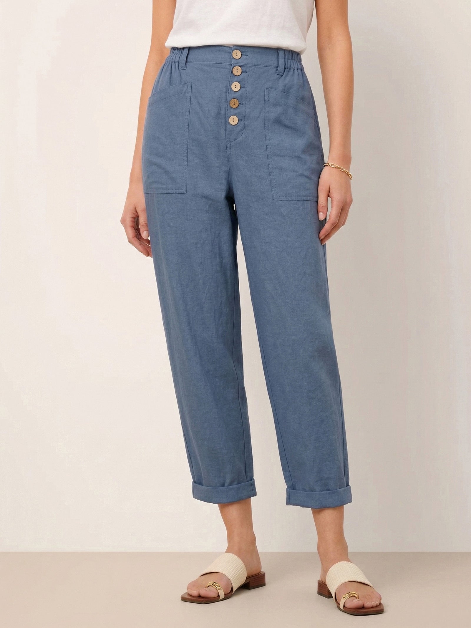 Linen Simple Button Fly Trousers HEIDI