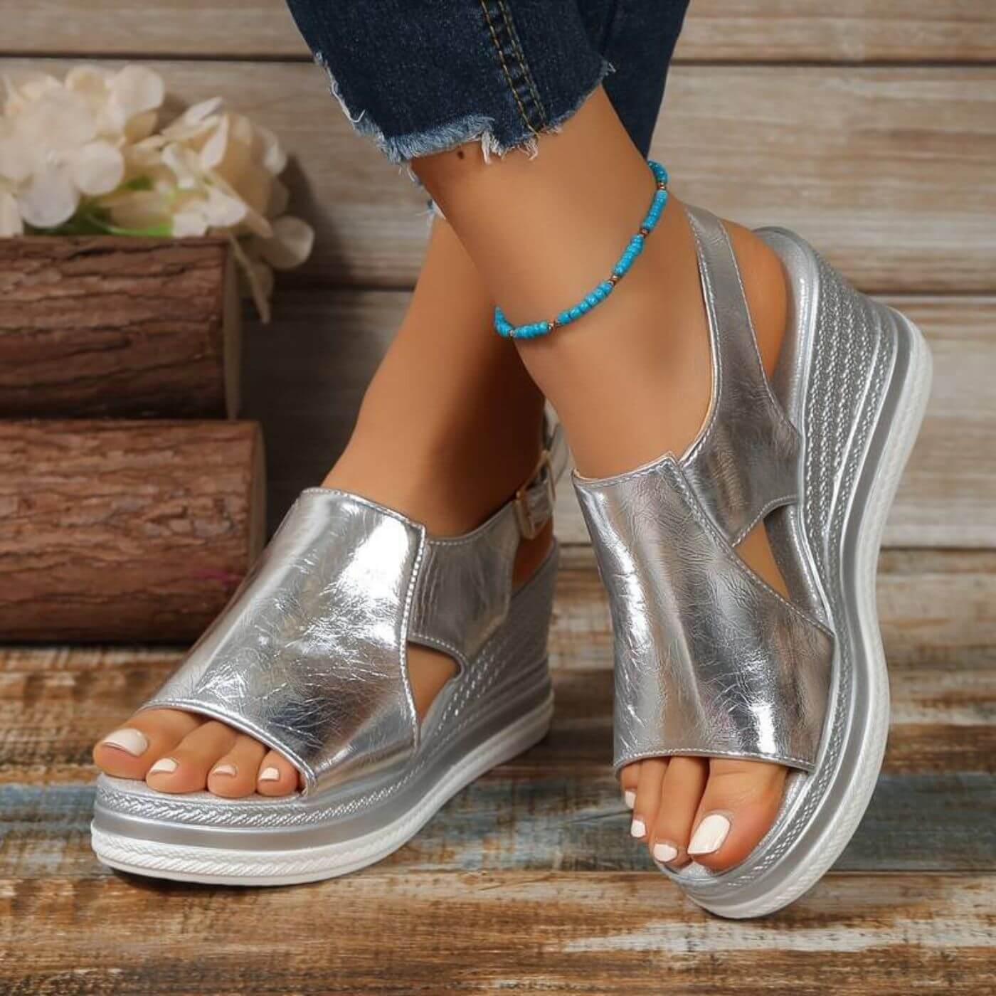 Natalie™| Open Toe Wedge Espadrille Sandals