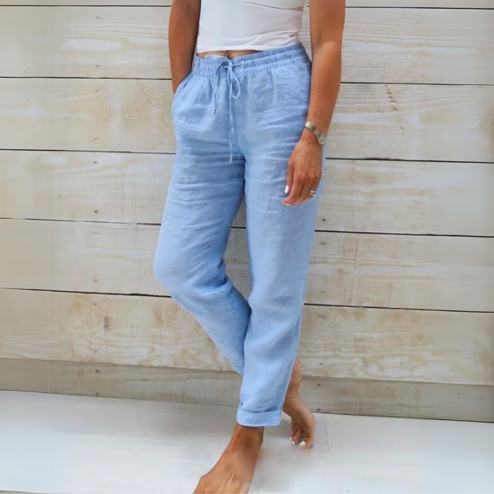 Elodie - Luxe Cotton-Linen Tailored Trousers