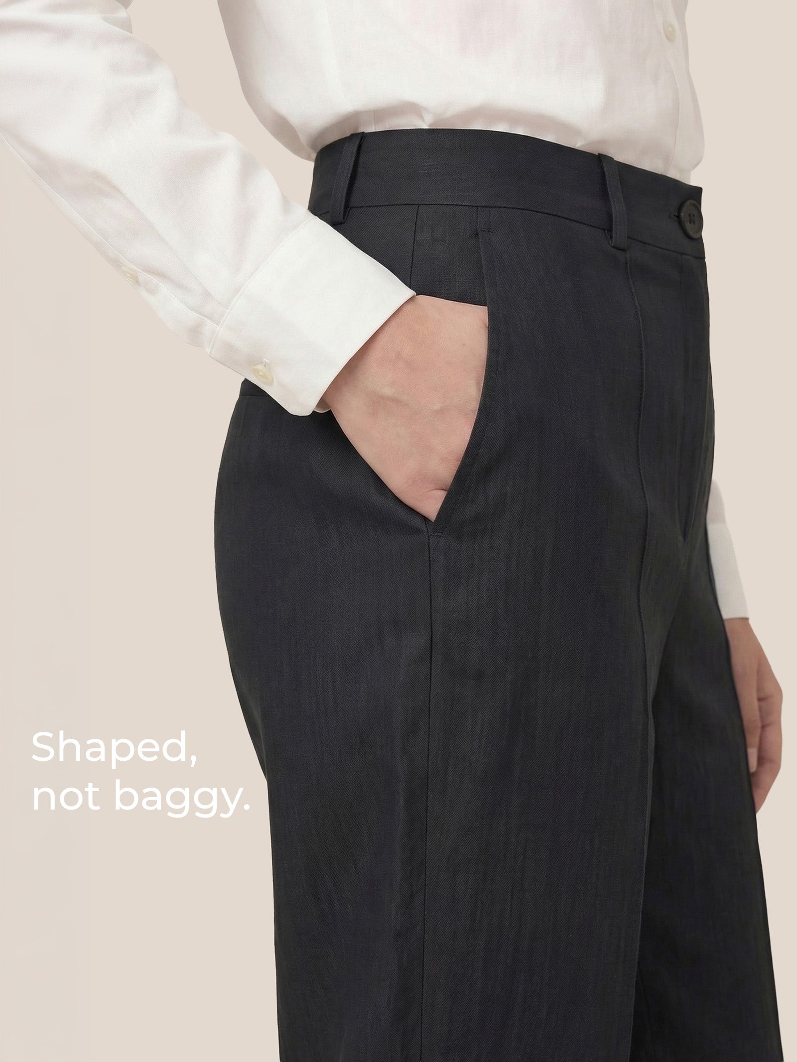 Linen Tailored Straight Full Length Pants LANDON
