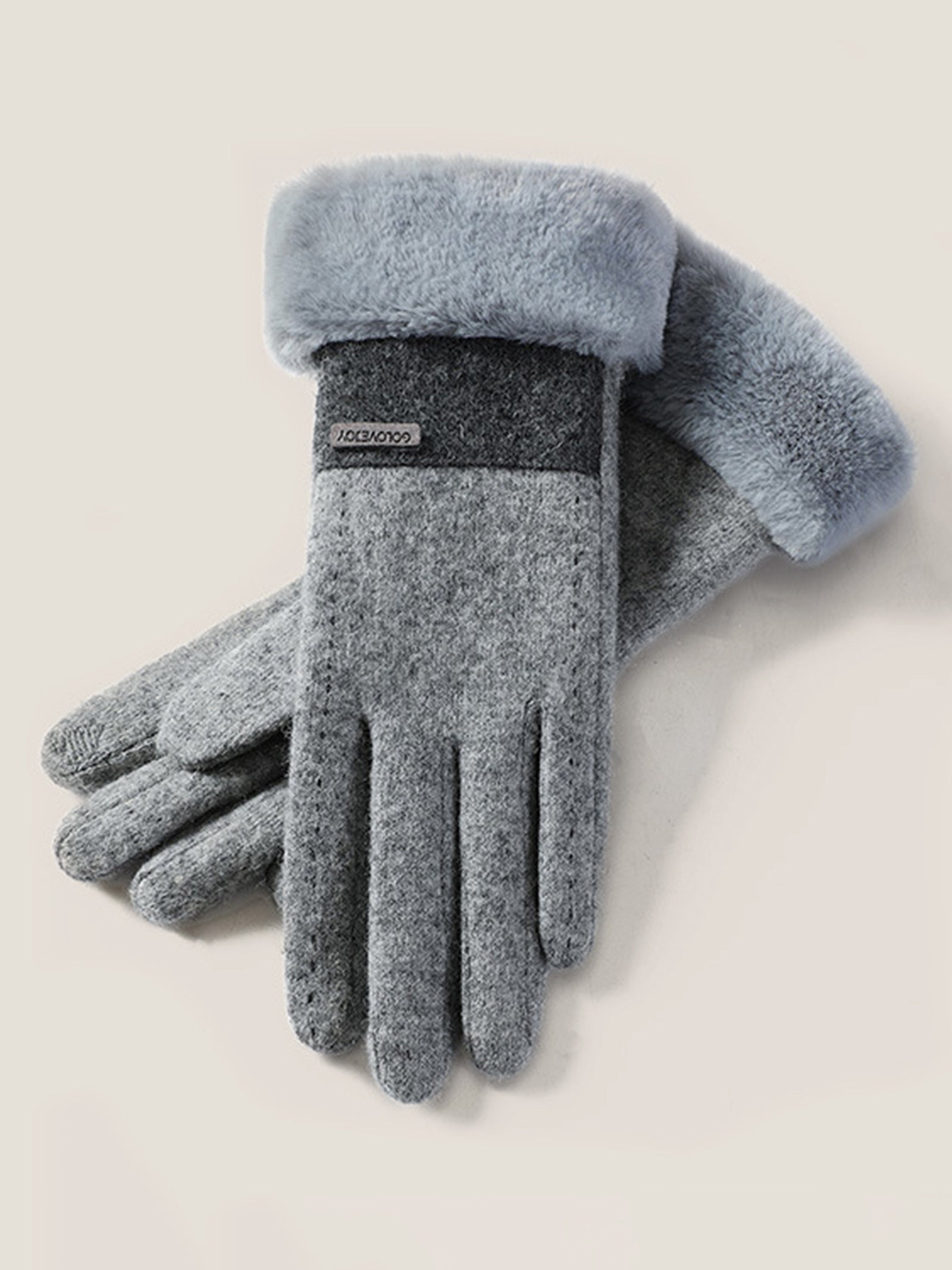 Wool Blend Color-Block Touchscreen Gloves