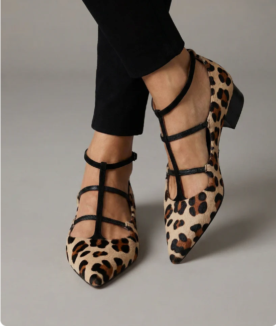 Bridget - Heeled Shoes with Leopard Strap