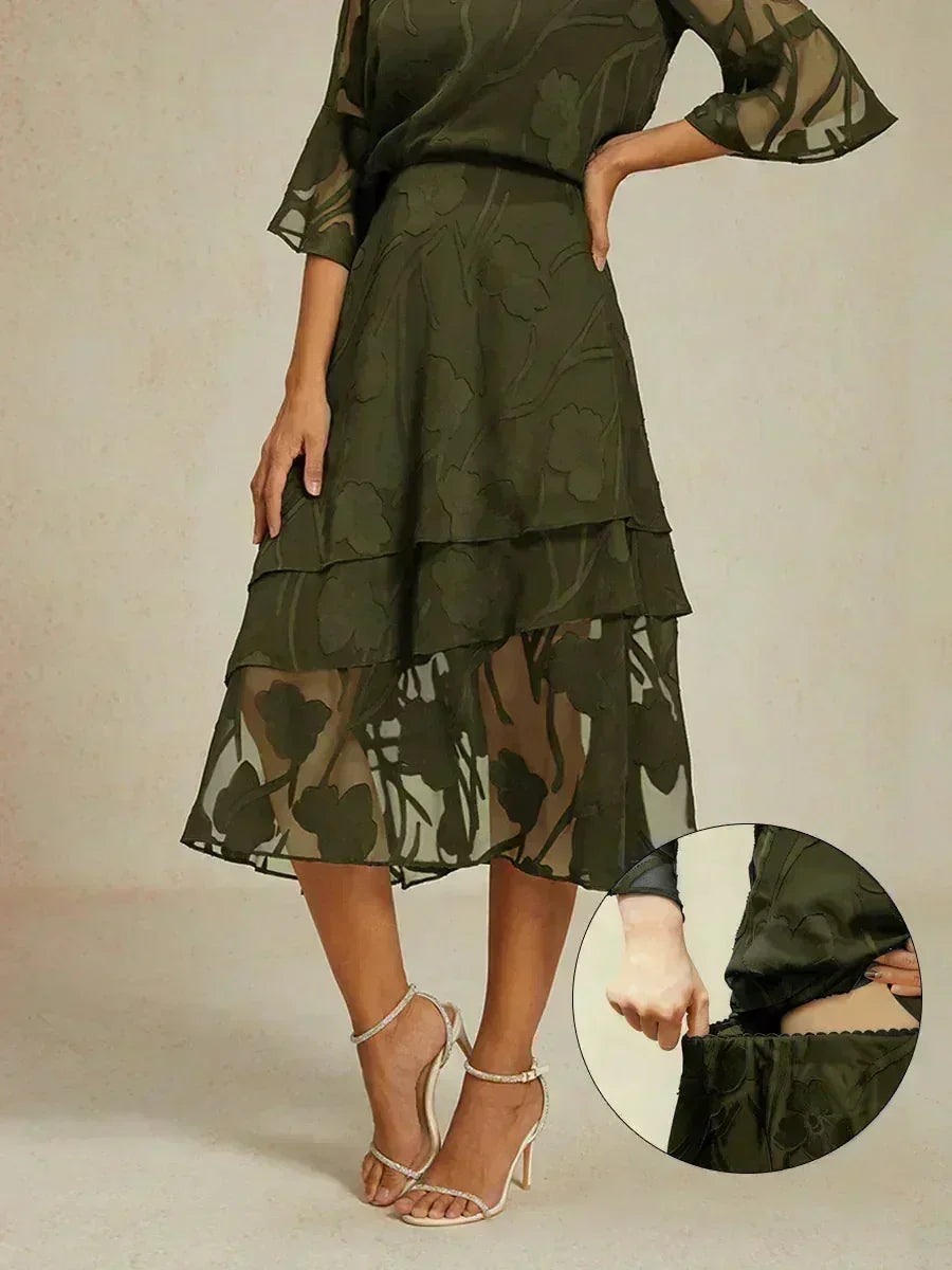 Gebloemde Chiffon Midi-Rok