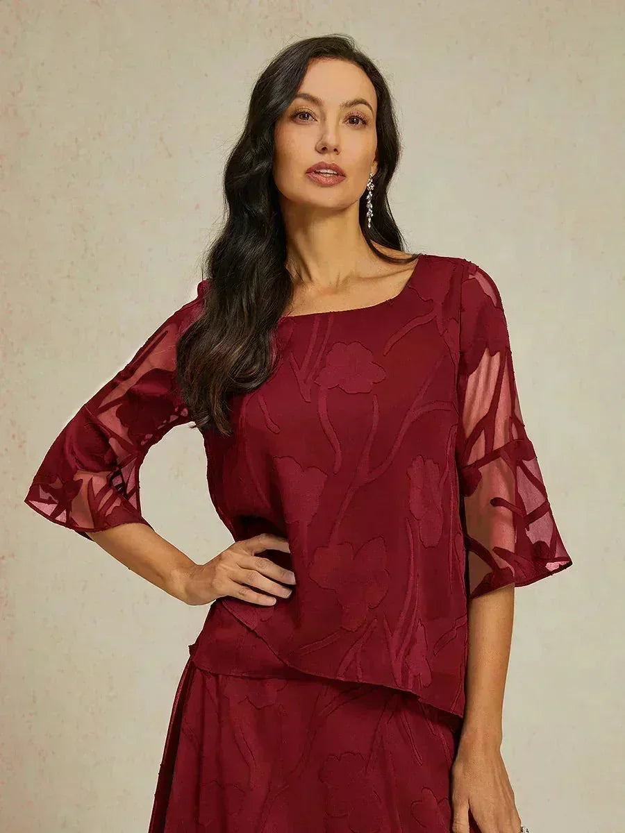 Elegante chiffon blouse met asymmetrische zoom