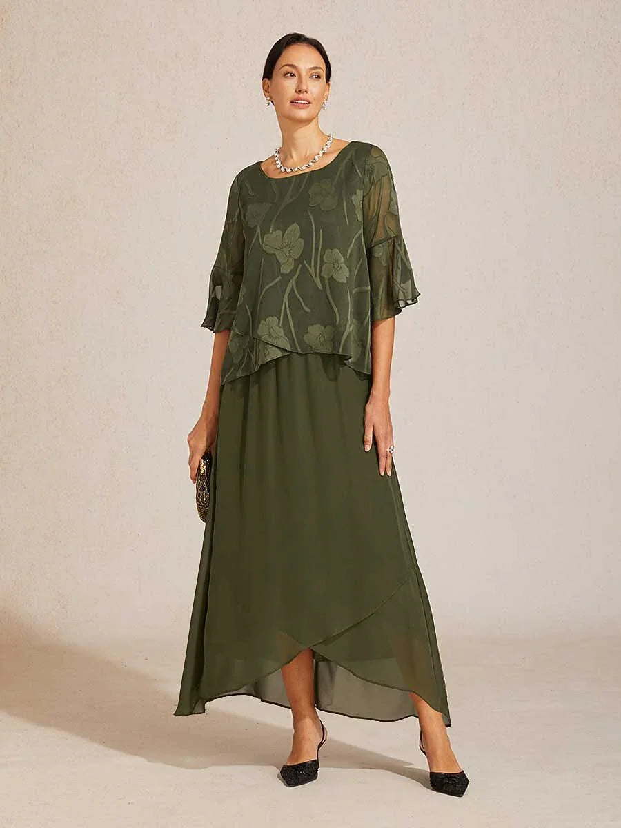 High-Low Overlay Chiffonrok Met Voering