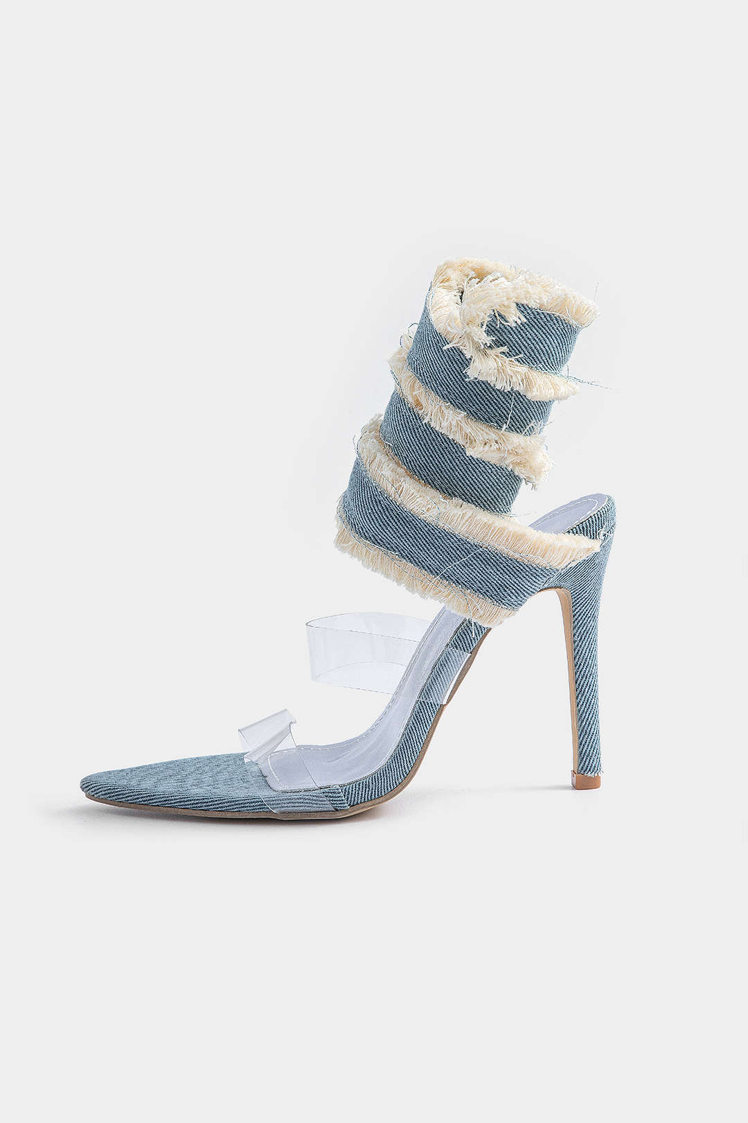 Denim Lace-up High Heel Sandals