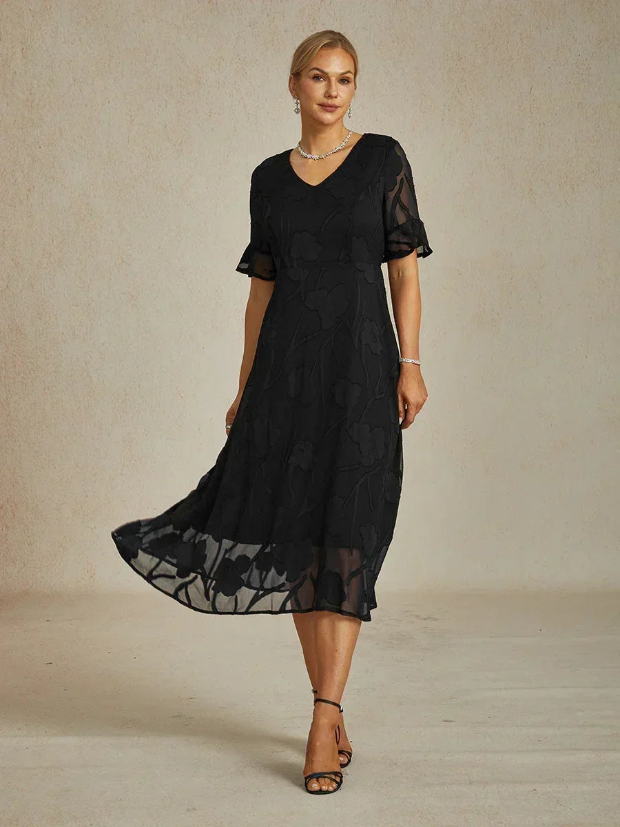 Ruffle Flutter Lace Maxi Dress