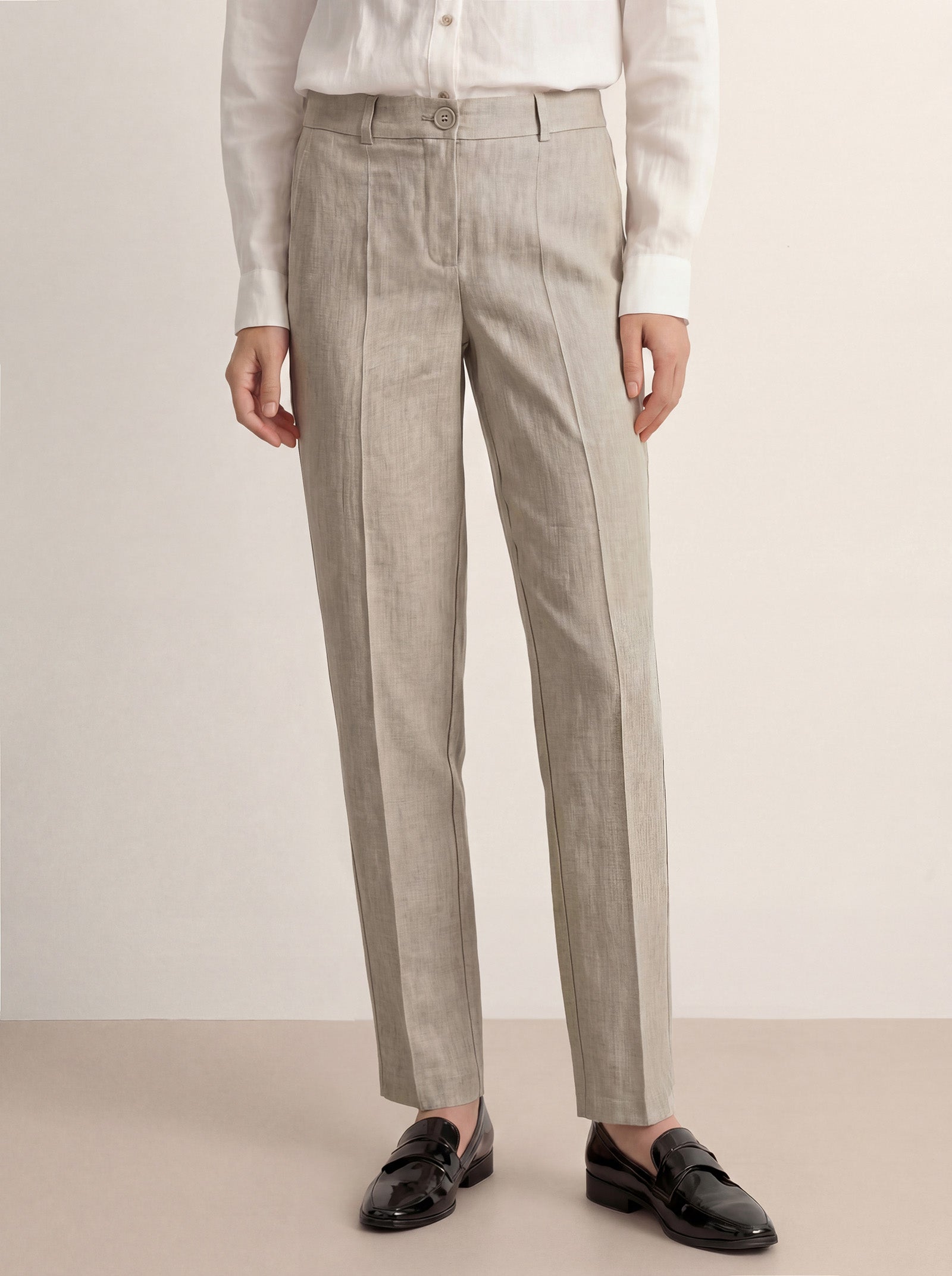Linen Tailored Straight Full Length Pants LANDON