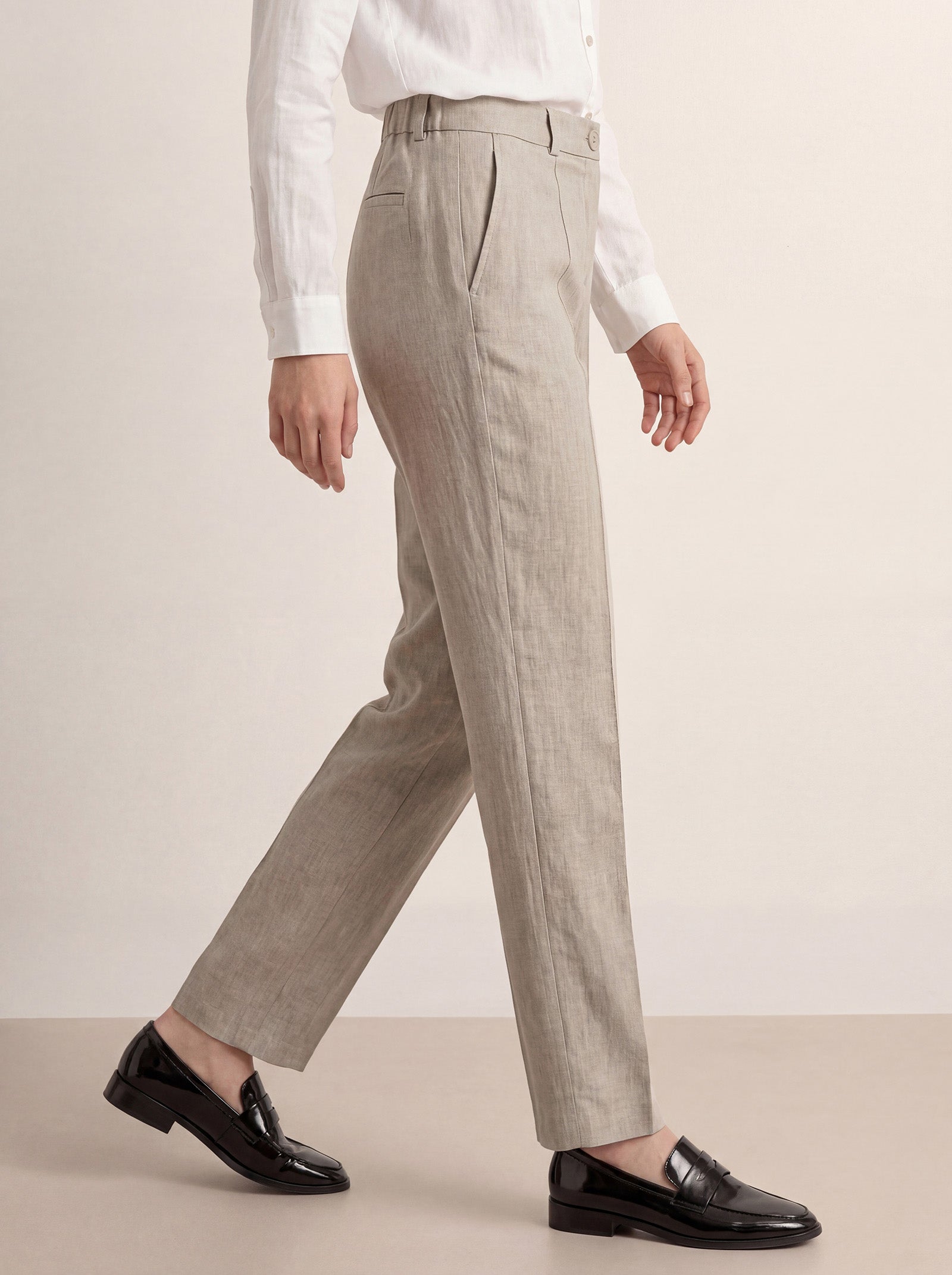 Linen Tailored Straight Full Length Pants LANDON