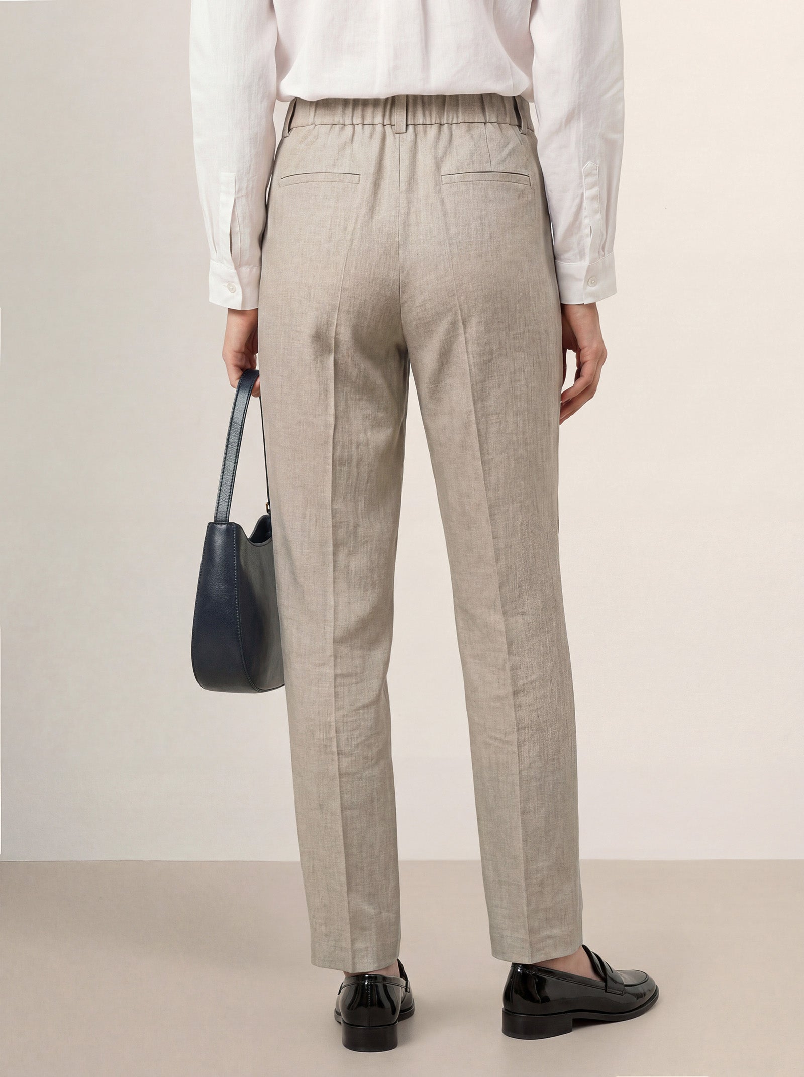 Linen Tailored Straight Full Length Pants LANDON