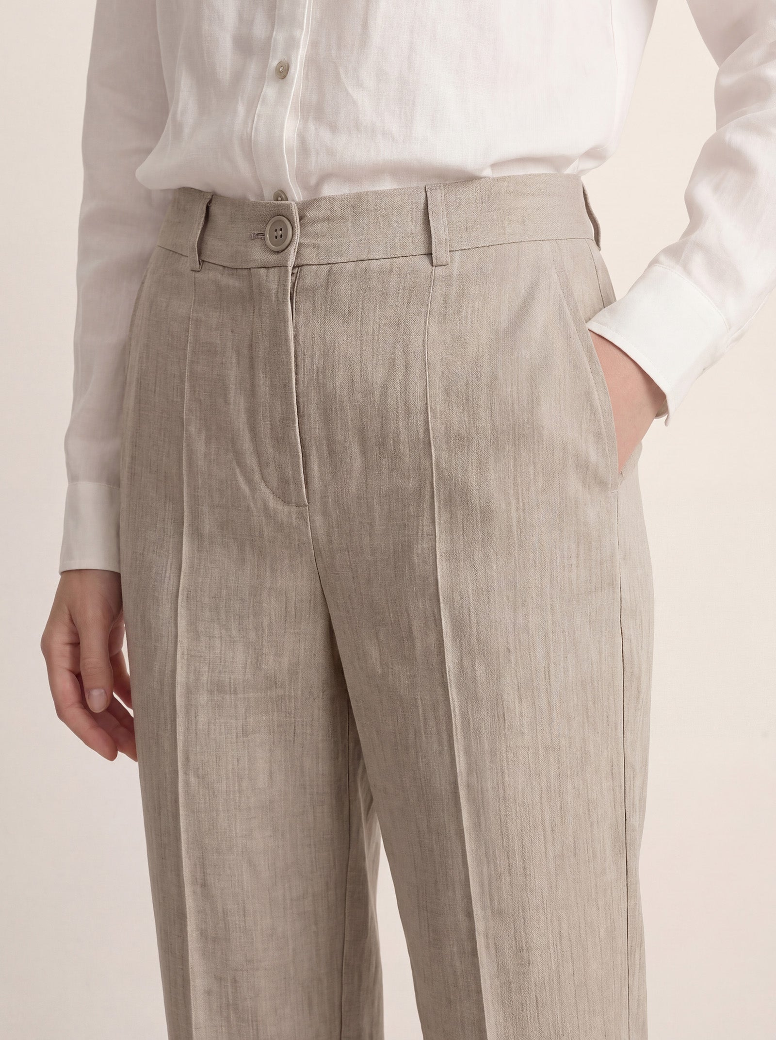 Linen Tailored Straight Full Length Pants LANDON