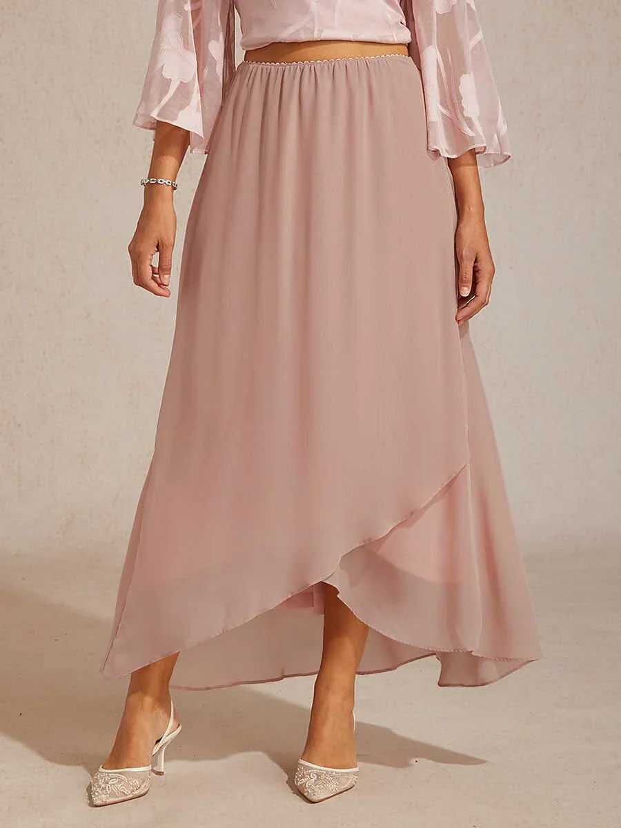 High-Low Overlay Chiffonrok Met Voering
