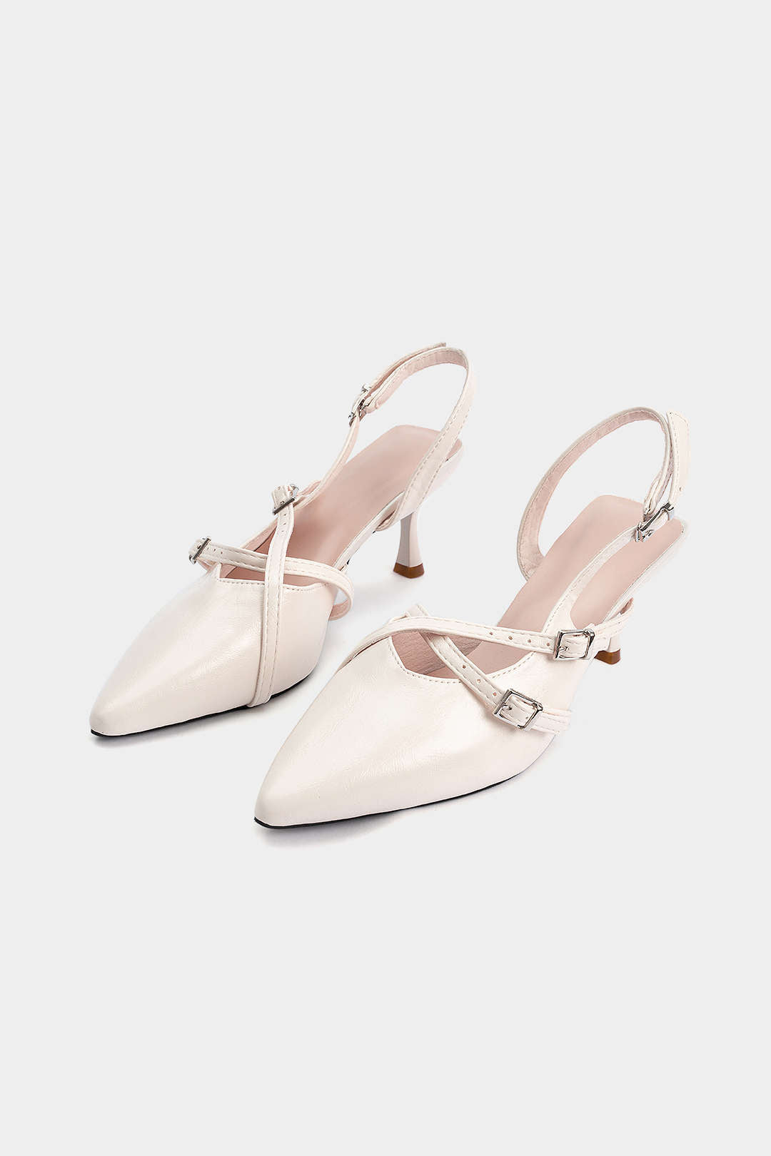 Leather Buckle Pointed Heels