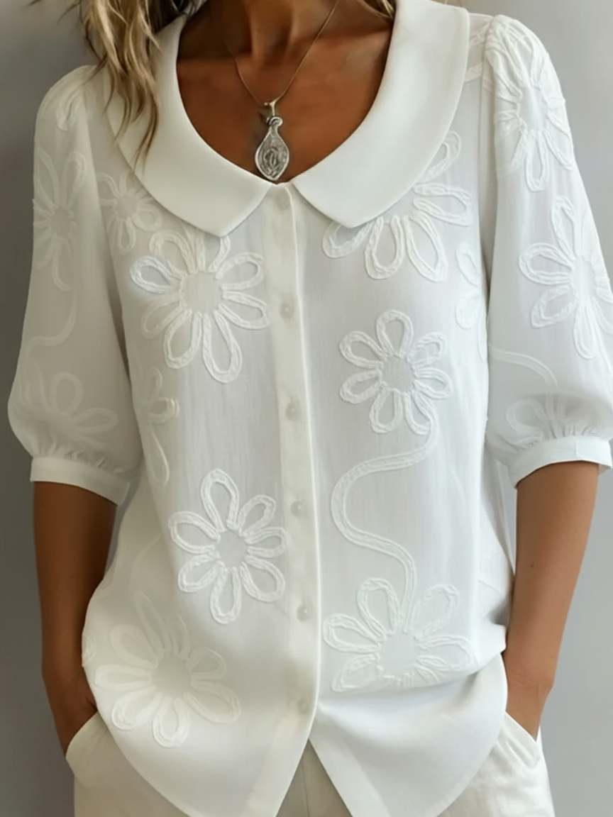 Aurélie™ | Lightweight Floral Blouse – Natural Elegance